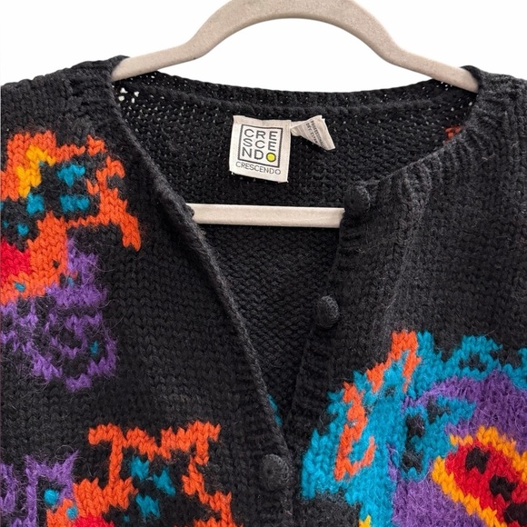 Vintage CRESCENDO Wool Cardigan Sweater Size Medium - Picture 3 of 7